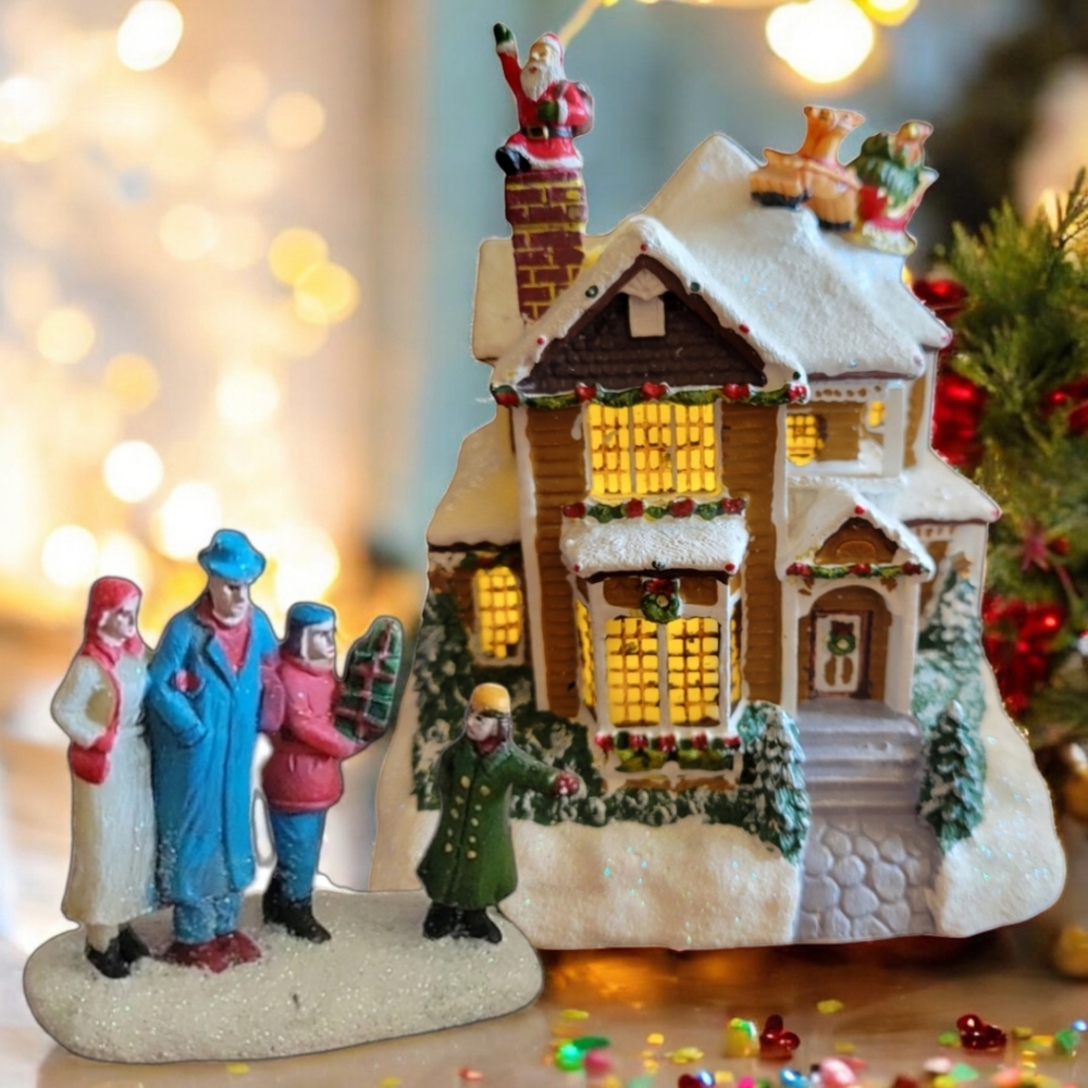 Festive Holiday Village House with LED Lights